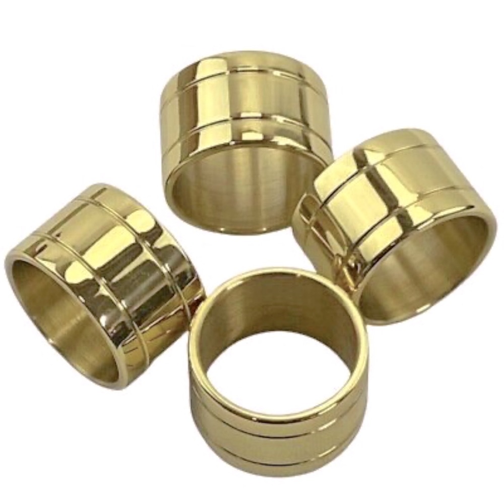 EUC Vintage Baldwin Brass“Devon” Napkin Rings 7534 Gold Tone Brass Set of 4